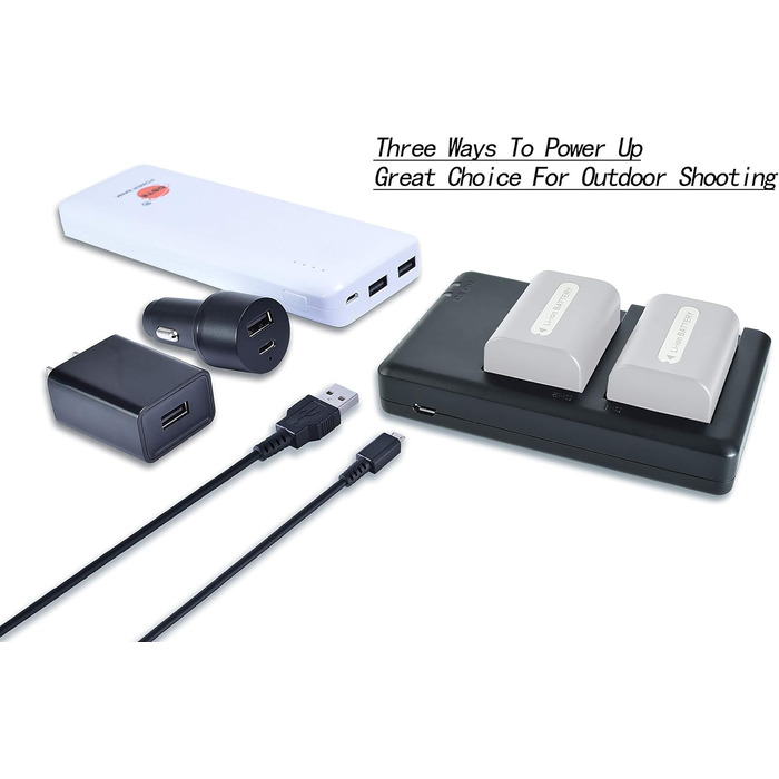 Подвійний зарядний пристрій DSTE NP-FH50 USB для Sony NP-FP50, NP-FH100, NP-FV50, NP-FV/FP/FH акумуляторів, Micro-USB