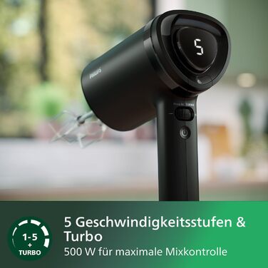 Philips Handmixer 5000 Series, 3-in-1 Hand Mixer, Powerful Motor (500 W), Smart Storage Cup, 5 Speed Settings, Anti-Splash Guard, Black (HR3781/20) 3-in-1 Hand Mixer, Immersion Blender, Chopper