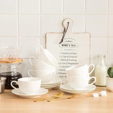 LOVECASA Кавовий сервіз з порцеляни, Sweet, 12-ти частинний, 230 мл, білий, для 6 осіб