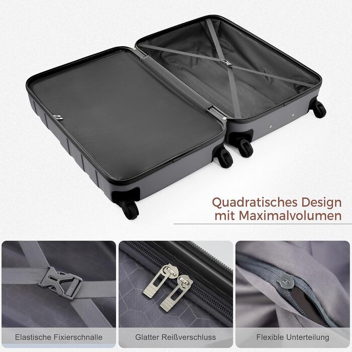 Набір валіз Merax 3 шт. з ABS-пластику, з колесами та TSA-замком, сіро-зелений (5 шт., сірий)