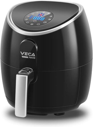 Фритюрниця VECATECH Heißluft XXL 5.5л з цифровим сенсорним екраном, 8 програмами та 1800W - безмасляна фритюрниця для здорового харчування