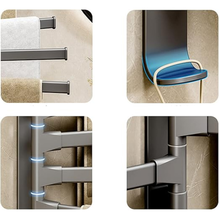 Підвісний тримач-вішак для рушників у ванну кімнату та туалет, рухомі підвіконня, сірий