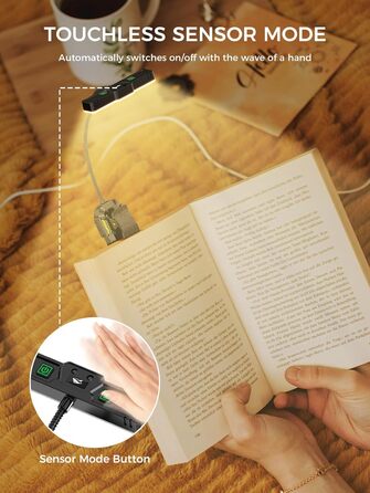 Ліхтарик для читання Smiling Shark LED, USB, 1200 mAh, 3 режими кольору, 6 режимів яскравості, гнучкий, з кліпсою та датчиком, індикатор батареї