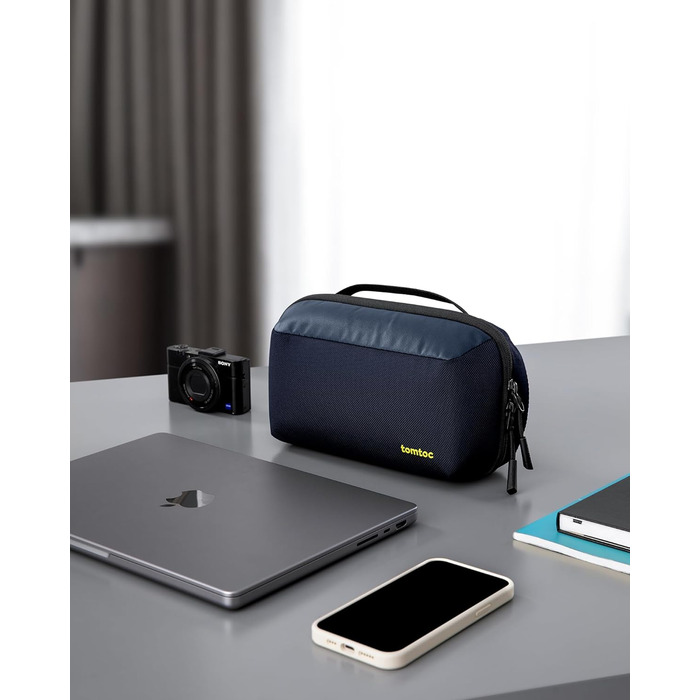 tomtoc Cable Organizer Bag, Electronics Tech Pouch, Laptop Accessory Bag, Cable Bag Case for Charging Cables, Hard Drive, MacBook Adapters, Charger, Power Bank, SD Cards, Blue
