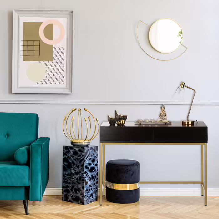 Relaxdays Console Table Gold Black