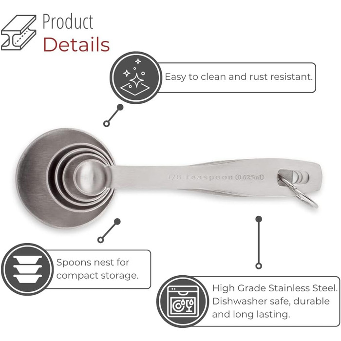 Hushåll's Stainless Steel Serving Spoon Set – 5-Piece, Durable, for Dry Foods, Spices, or Liquids