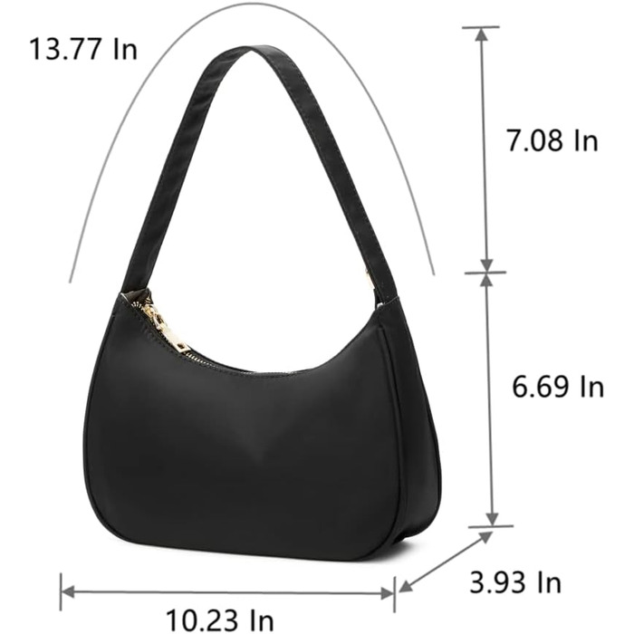 Жіноча сумка-хобо міні-клатч на блискавці, нейлон чорний L