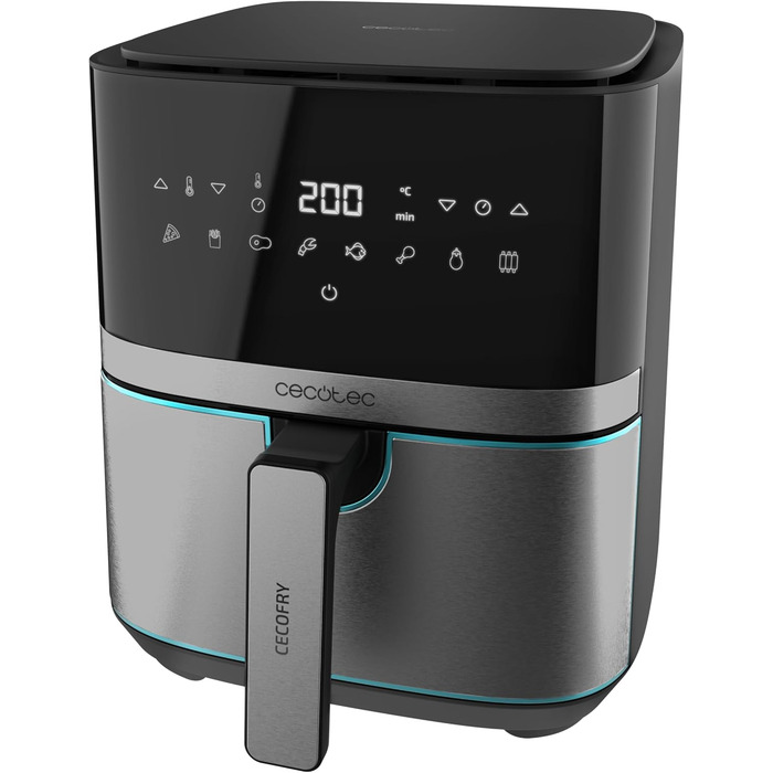 Фритюрниця без олії Cecotec Cecofry Full InoxBlack Pro 5500, 5.5 л, 1700 Вт, 8 режимів, PerfectCook, сталь