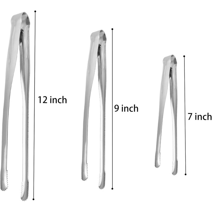 Serving tongs, kitchen tongs, buffet tongs, stainless steel, food tongs, serving tongs, small tongs, pack of 8 (7 inches)