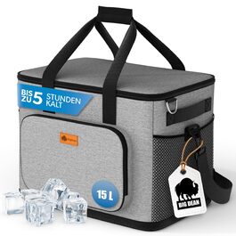 Термосумка BigDean 15 л: велика, ізольована, складна, витокостійка, водонепроникна – для пікніка, обіду, покупок. До 5 годин охолодження