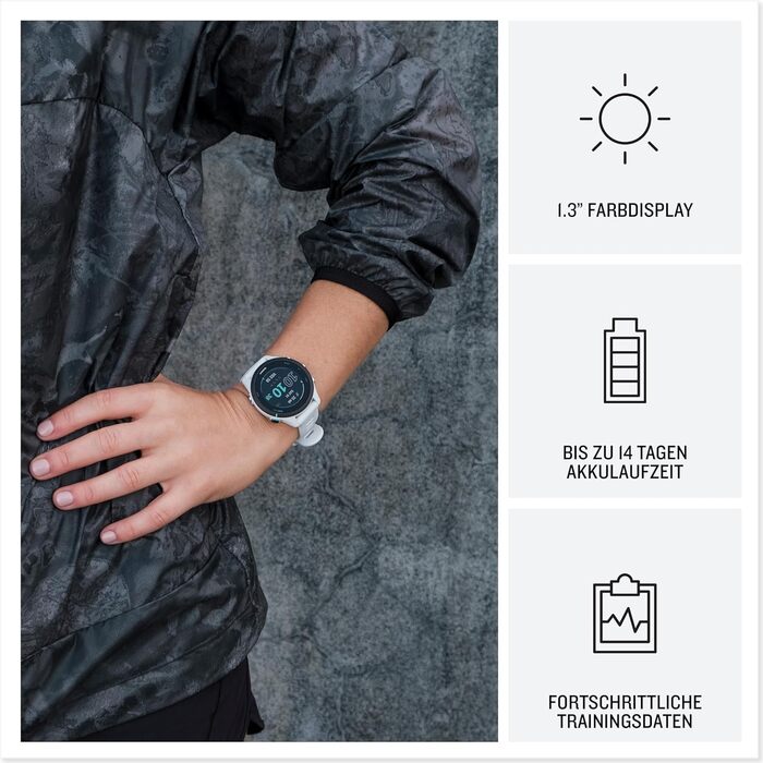 Garmin Forerunner 255 – GPS-годинник для бігу з індивідуальними планами тренувань, детальною аналітикою та функціями для бігу. 1.3' дисплей, до 14 днів роботи від акумулятора, водонепроникність (Music, 46 мм, білий)