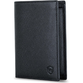 VON HEESEN Leather Wallet RFID Protection | Real Leather Wallet for Women & Men | Portemonnaie, Brieftasche, Wallet, Portmonee (Saffiano Black)
