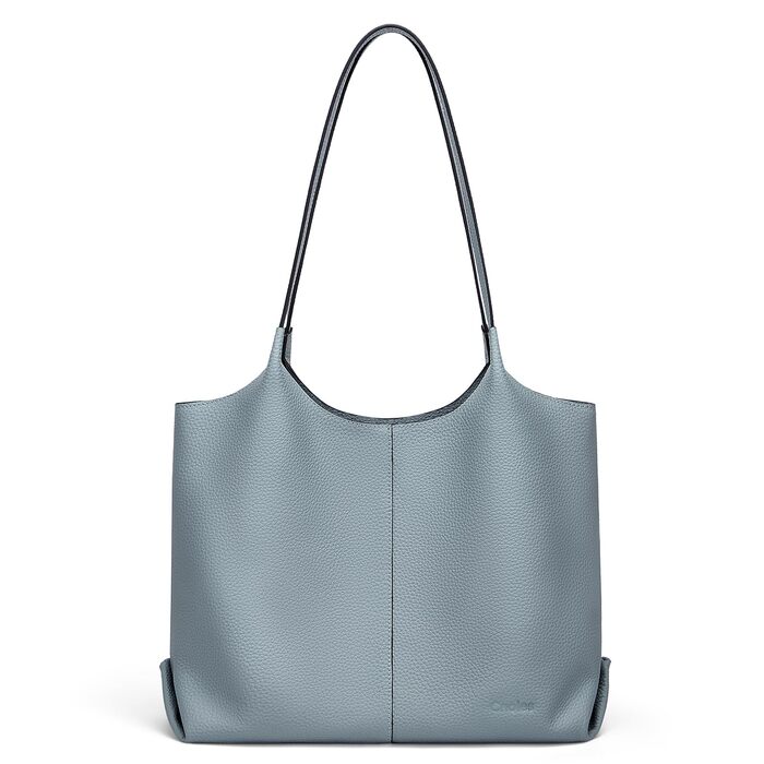 Жіноча шкіряна сумка-шопер Cnoles для офісу, школи, покупок (Синя, 39x12x28.5 см)