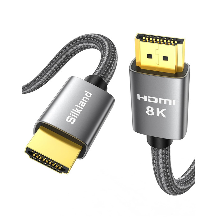Кабель HDMI 8K Silkland 2.1 з підтримкою eARC - Сертифікований для PS5, Fire TV, HDTV, Laptop (10 метрів)