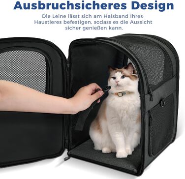 Рюкзак для собак та котів Apollo Walker - зручний та дихаючий, для малих тварин (2-15 кг), чорний