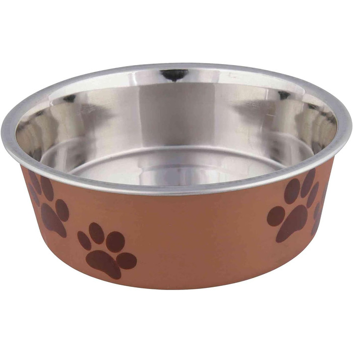 Миска для тварин TRIXIE з нержавіючої сталі з пластиковим покриттям, 2.2 л, діаметр 23 см, висота 8 см, різноманітні кольори, 1 шт.