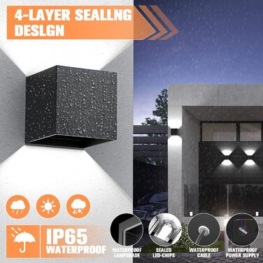 Настінні світильники YrgePowk 2 шт. з LED лампочками G9, IP65, чорні, регульовані, 3000K/6000K