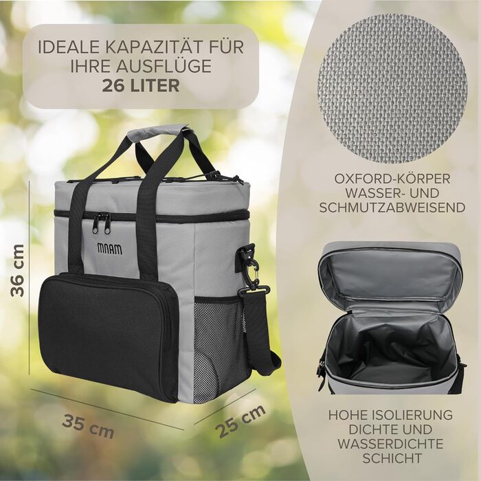 Термосумка для пікніка та транспортування їжі - 26L, складана, для пляшок та продуктів