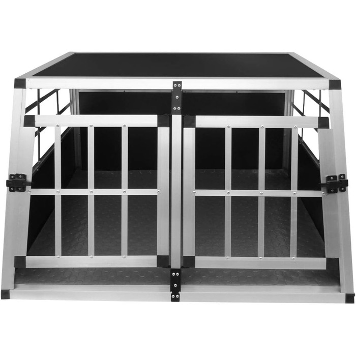 Транспортна переноска для собак та котів, алюмінієва, з подвійним відсіком - переноска для автомобіля