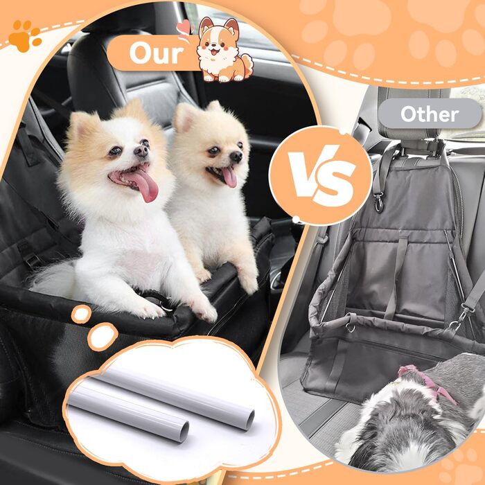 Автомобільний лежак для собак, чорний, 40x32x24 см, знімний, з тканини Оксфорд, дихаючий, для собак та котів