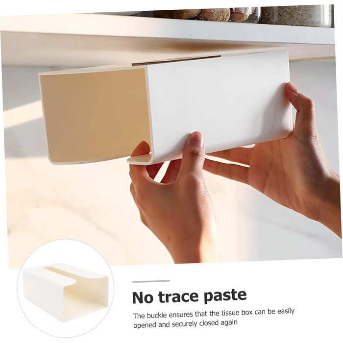 Cabilock Towel Dispenser Wall Tissue Box Wall Mount Under Table Cabinet No Trace Paper Towel Paper Hand Towel Folded Towel Storage Kitchen Bathroom Toilet Office White
