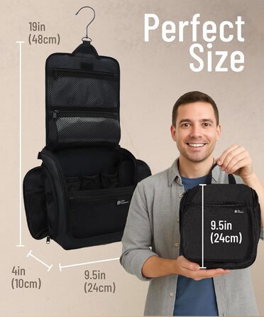 Сумка-органайзер для косметики та туалетних аксесуарів D&D - чорна, на гачку, для подорожей