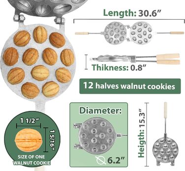 Форма для горішків електрична Nusswaffeleisen 12 комірок для печива Орешківниця