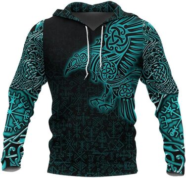 Чоловіча толстовка LOUON Viking з капюшоном, Nordic Raven, вінтажний стиль, 5XL