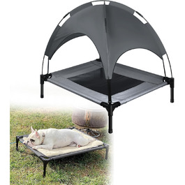 Підвищене ліжко для собак UISEBER 92x76x92 см, Outdoor з дахом, до 50 кг, водонепроникне, сіре+чорне