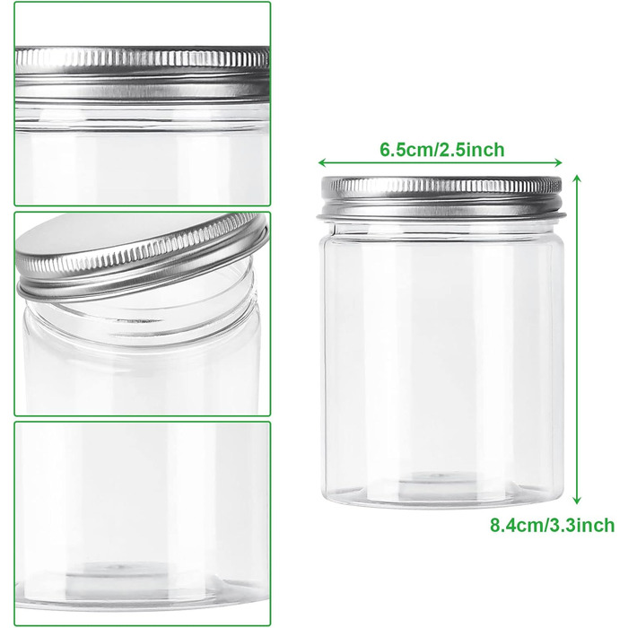 Набір пластикових контейнерів 20 шт. по 250 мл з кришкою, герметичні, BPA-Free, прозорі, для зберігання спецій, мюслі, цукерок, джему