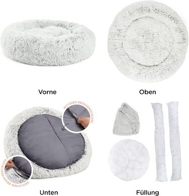 Круглий лежак для тварин Best Friends by Sheri Calming Donut - заспокійливий, машинне прання, сірий, 76x76 см, розмір M
