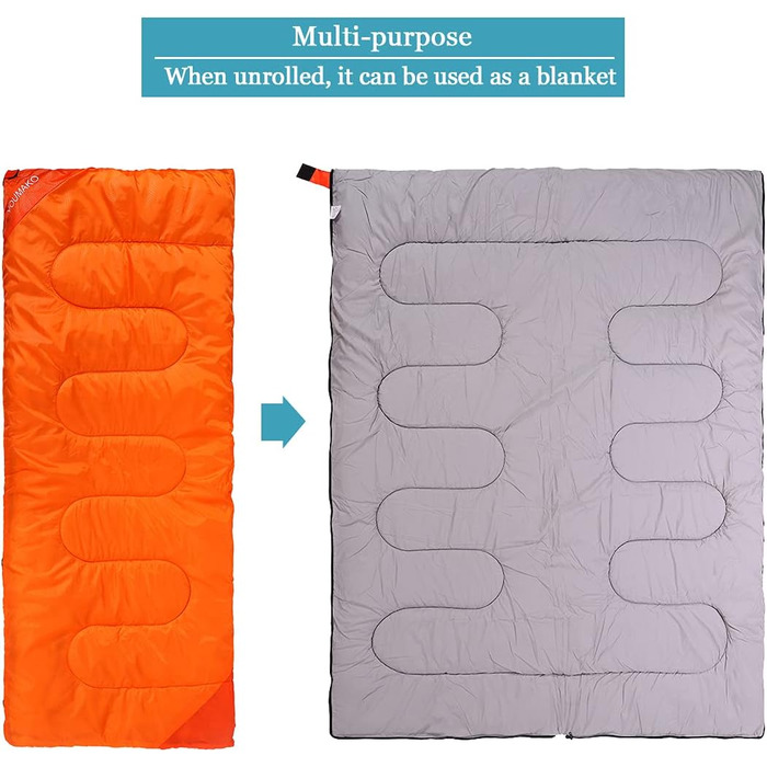 Сплячий мішок для дорослих та дітей – легкий, водонепроникний, зручний для весни, літа, осені – піший туризм, подорожі, кемпінг, темно-оранжевий