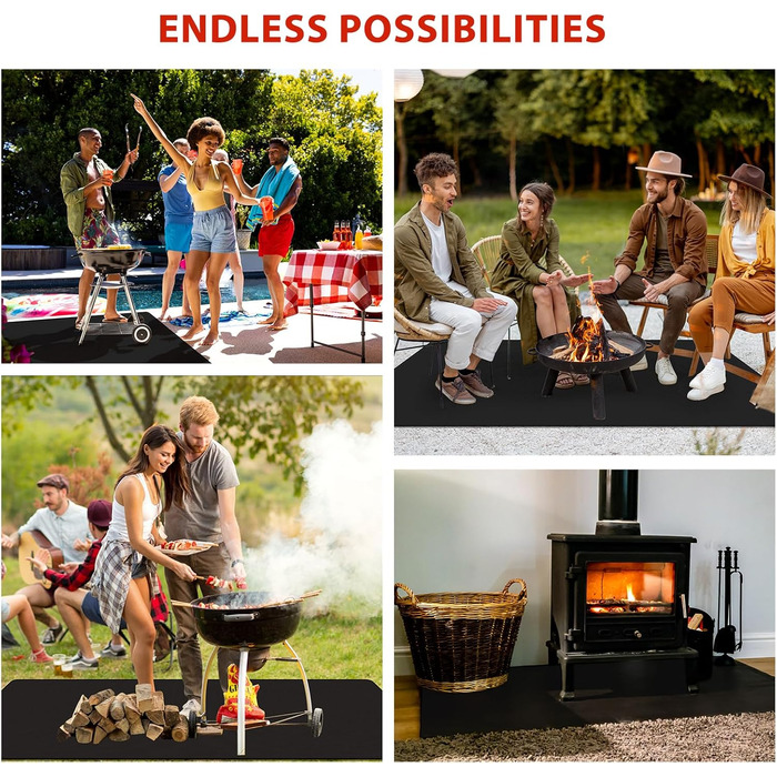 Килимок для газового гриля 180x100 см, двосторонній, вогнестійкий, захист тераси від жиру, для BBQ