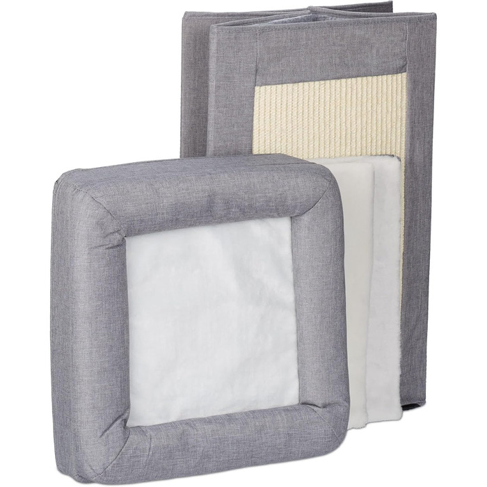 Кігтечка для котів Relaxdays з 2 кігтечками та відкритою платформою, сіра/біла, 63x40x40 см