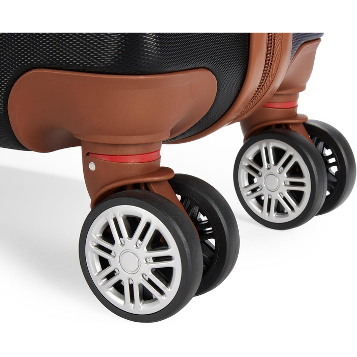 Набір валіз BruBaker Paris - 3 шт. з жорстким корпусом (M, L, XL) з кодовим замком, 4 колеса, ручки. Чорний та світло-коричневий