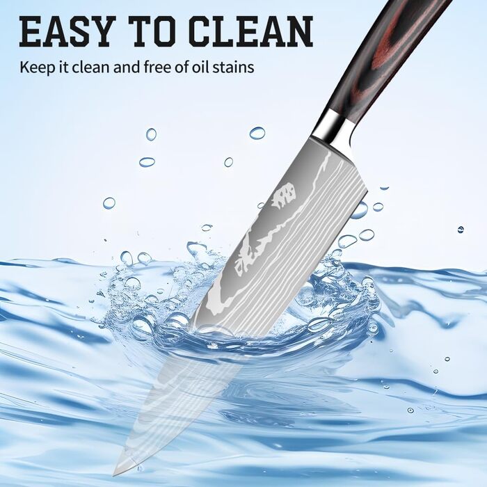 Набір кухонних ножів Dfito, 8 предметів, з нержавіючої сталі, різні розміри, зручні ручки