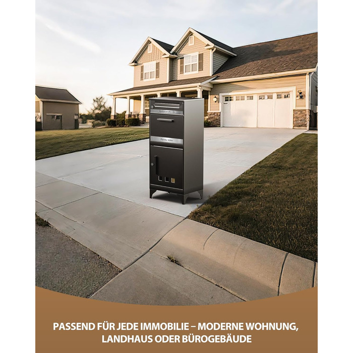 Поштовий ящик вуличний Edestahl Anthrazit з газетницею (37x37x10 см) та індивідуальним іменним шильдиком. Водонепроникний, з наклейкою проти небажаної реклами.