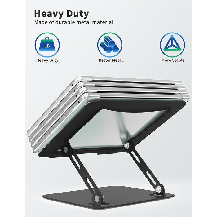 Adjustable Laptop Stand - Portable Riser & Ergonomic Computer Holder - Metal Laptop Mount for 10.6