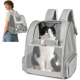 Рюкзак для тварин ALLSOPETS - дихаючий, для котів та собак, маленьких порід, з безпечними ременями. Ідеально для подорожей та активного відпочинку (світло-сірий)