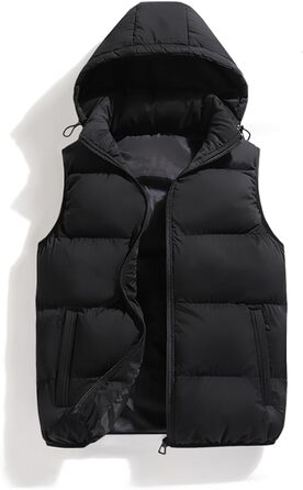 Чоловіча зимова жилетка Hathaway з капюшоном, тепла, без рукавів, на блискавці, чорна, XL
