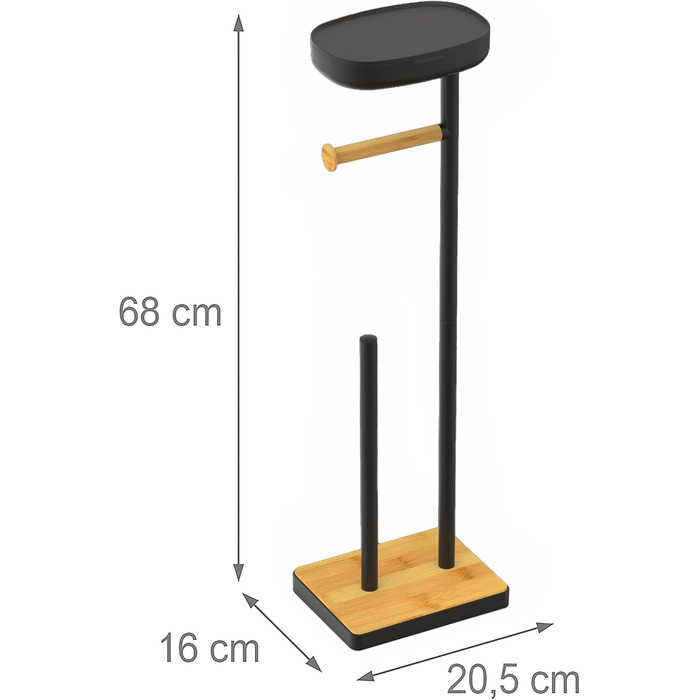 Підставка для туалетного паперу Relaxdays з полицею, 68x20,5x16 см, білий/натуральний колір