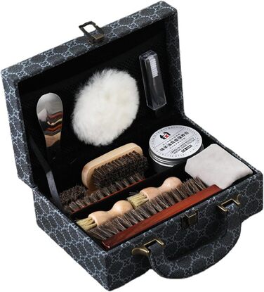 FGXY Shoe Care Set, 11-Piece Shoe Care Set Shoe Polishing Travel Set with Brush Horsehair Shoe Cream Wood Applicator Brushes Shoehorn