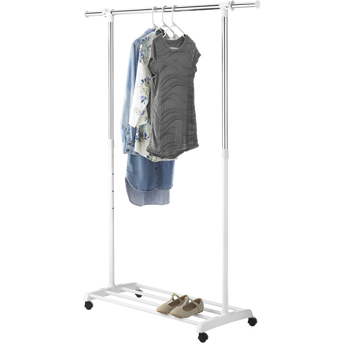 Whitmor Clothes Rack, Adjustable, White/Chrome
