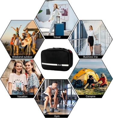 Сумка для туалетних аксесуарів на гачок, дорожня косметичка для жінок та чоловіків, органайзер для косметики з 4 відділеннями, чорна, Oxford Caping