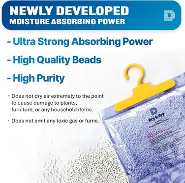 Dry & Dry 15 Packs [Net 400 g/Pack] Moisture Absorbers for Home, Cellar & Bedroom – Small Air Dehumidifiers