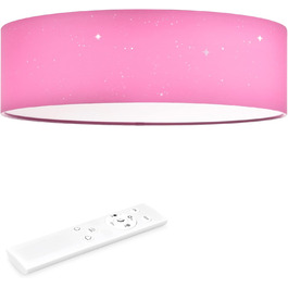 Navaris LED Ceiling Light - Dimmable Color Temperature Change Remote Control - 22W Starry Sky - Living Room Lamp Bedroom Ceiling Lamp Children's Room Lamp Ceiling (40cm, Pink)