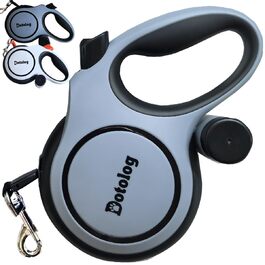 Рулетка для собак 8м, висувна повідка для собак середніх та великих порід до 50 кг, повідка-рулетка, подарунок для собаки (сірий/чорний, 8 м)