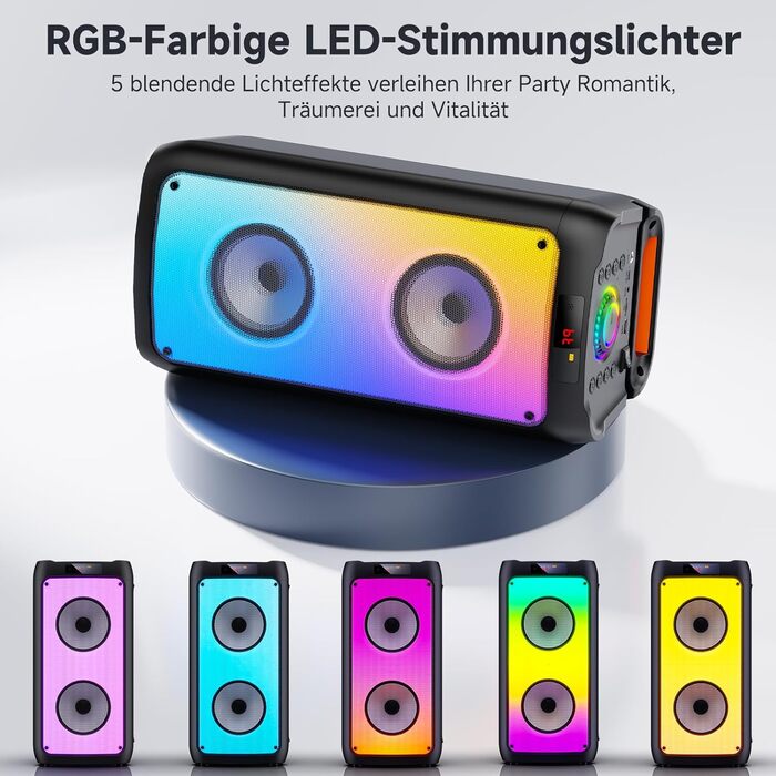 Караоке система JYX T10 з 2 мікрофонами, Bluetooth колонка RGB, портативна караоке-бокс з USB/TF/AUX/FM, для вечірок