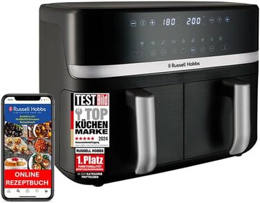 Фритюрниця Russell Hobbs SatisFry з 2 камерами, 9л, Rapid AirFryer, 9 програм, тиха робота, миється в посудомийній машині