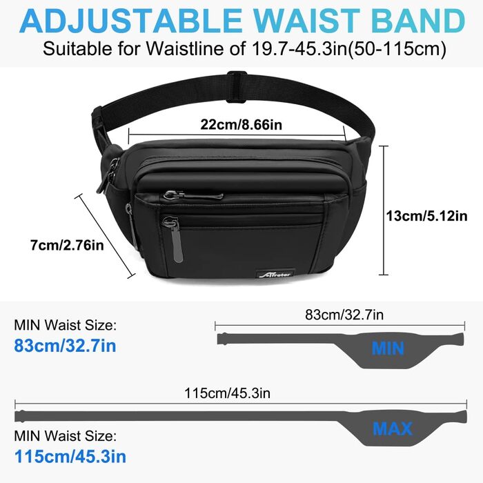 Жіноча поясна сумка-рюкзак, водонепроникна, для телефону, спортивна, для активного відпочинку, подорожей, прогулянок з собакою (чорна)
